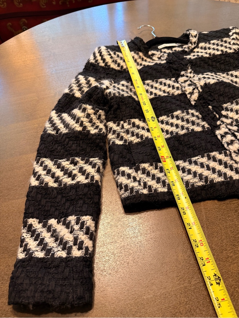 Alice + Olivia Landon Striped Tweed Cropped Jacket B&W M/8 - Picture 9 of 15